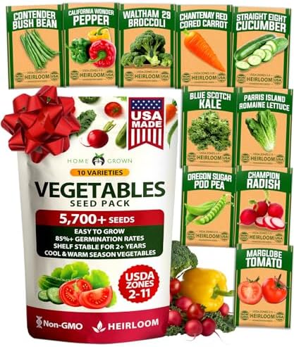 HOME GROWN 10 Variety Seed Vault, 5,700+ Seeds, Vegetable Garden Kit by HOMEGROWN