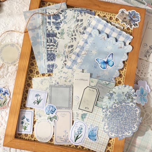 400Pcs Vintage Scrapbook Paper & Stickers Assorted Set, 4 Packs Journaling Supplies Kit, Floral Decorative Paper for Scrapbooking Junk Journals Collage Card Embellishment Planner Album DIY - Image 6