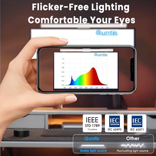 Quntis Monitor Light Bar Pro White, Eye-Care No Glare USB Computer Lamp, Stepless Dimming & Auto-Dimming Brightness, Dual Control, Modern Aesthetic Space Saving Desk Accessories Office Gaming Reading - Image 6