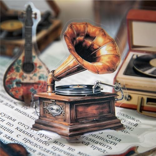 Alideco 120pcs Scrapbook Stickers Vintage Items Cars Musical Instruments Scrapbooking Junk Journal Crafts Embelishment Decoration Stickers (shijiliusheng) - Image 3