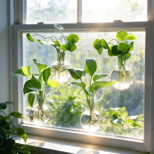Bunmery 4 pcs Window Propagation Stations, Easy to Install Plant Propagation Bulbs with Suckion Cups, No Nails Wall Hanging Planter Propagation Station, Glass Plant Terrarium Vase - Image 2