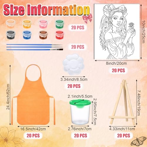 Sherr 140 Pcs 20 Set Pre Drawn Canvas Painting Kit, Bows Lady - Image 2