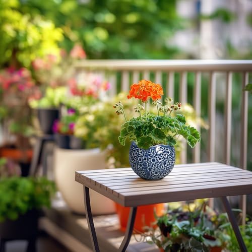 4 Inch Plant Pots - Small Ceramic Planter with Drainage Hole, Succulent Pots for Indoor Outdoor, Unique Round Planter, Modern Decorative Flower Pot, Desk Decor, Plant Lovers Gifts, Blue - Image 7