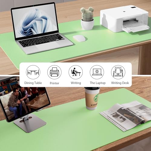 Aothia Leather Desk Pad Protector, Office Desk Mat, Large Mouse Pad, Non-Slip PU Leather Desk Blotter, Laptop Desk Pad, Waterproof Desk Writing Pad for Office and Home (48"x17", Foam Green) - Image 5