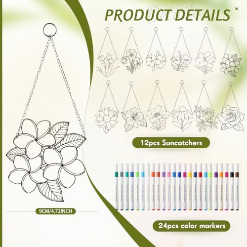 36 Pcs Suncatchers Crafts Kit DIY Paint Art,Flower Shape - Image 2