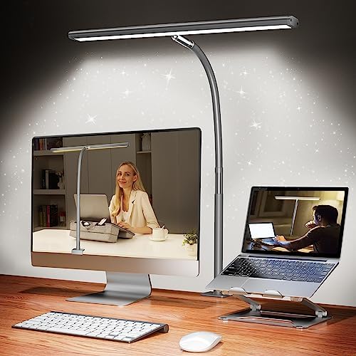Airlonv LED Desk Lamp with Clamp, 17" Stepless Dimming Light, Grey by Airlonv
