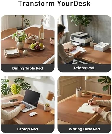 Aothia Faux Leather Desk Mat - Large Mouse Pad, Non-Slip PU Leather Blotter, Waterproof Writing Surface for Office and Home (Brown, 63" x 24") - Image 6