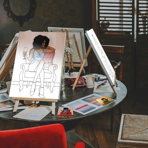 Ctosree 12 Pcs Pre Drawn Canvas for Painting,Stylish Lady,8 x 10 Inch - Image 7