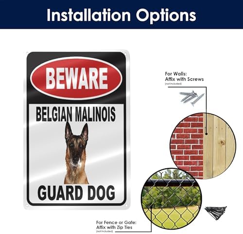 Beware Belgian Malinois Guard Dog Aluminum Composite Outdoor Sign 8" X12" Metal Security Notice For Yard, Fence, Porch, Property, And Business No Trespassing, Warning, Attack Dogs, Protection - Image 4