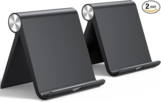 UGREEN Tablet Stand Holder for Desk 2 Pack Stand Compatible with iPad 10.2 11 Inch 9.7 Pro Mini 6 5 4 3, Desktop Portable Phone Holder Adjustable Home Office Accessories, Black