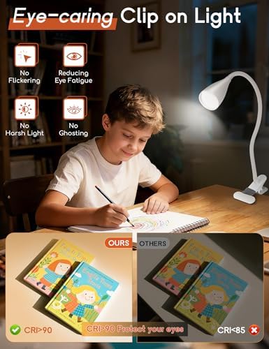 2 PCS Reading Light for Book in Bed,Clip on Light Reading Lamp with Adapter - Image 4