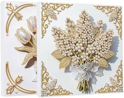 5D DIY Pearl Painting with Frame Floral Theme Handmade Healing Home Wall Decoration Creative 9.84x9.84in Tools -2PCS-3 by Artiphile