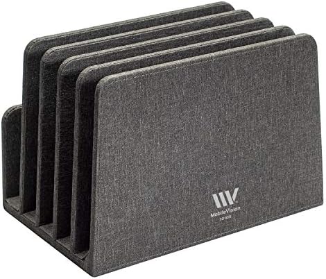 MobileVision Multi Device Stand & Organizer for Smartphones, Tablets and Laptops, Executive Dark Gray, 5 Slots - Image 2