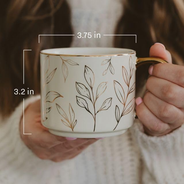 Sweet Water Decor Heart XOXO Coffee Mug with Gold Handle, 14oz Fine Bone China Tea Cup for Hot & Cold Drinks, Gift Idea for Friend, Sister, Wife & Valentines Day