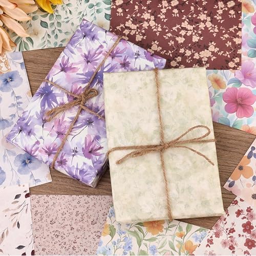 180 Sheets Vintage Floral Scrapbook Paper - 9 Themes Aesthetic Small Flowers Pattern, Decorative Craft DIY Paper Kit for Bullet Journal, Junk Journal Supplies, Collage, Cardmaking 5.5x8 Inch - Image 4