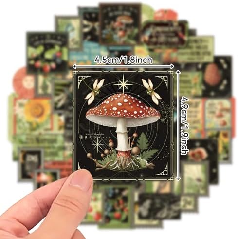 Cottagecore Stickers Vintage Nature - Botanical Mushroom & Sunflower Waterproof Vinyl for Adults | Journal Planner Decor | Laptop Water Bottle Scrapbooking - Image 2