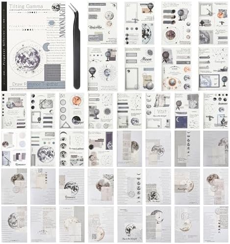 Aesthetic Planet Vintage Washi Stickers - 180pcs Ephemera Sticker Book for Scrapbooking, Journaling & Junk Journal Supplies by Ahmagen