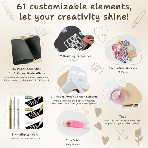 DIY Scrapbook Album Creative Scrapbooking Kit Photo Album 3D Interactive Memory Book for Wedding, Baby, Anniversary, Family Photos Adventure Book Travel Diary Photo Book Album DIY 3D Decoration Card - Image 4