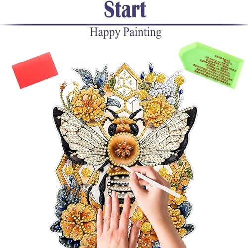 Diamond Painting Kits for Adults Beginners, 5D Full Drill Bee Crystal Art Desktop Ornament, DIY Single Sided Home Office Desk Decor, Creative Craft Gift Set with Tools - Image 6