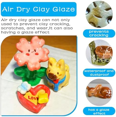 2 x 200ml Air Dry Clay Glaze, Protect Clay Surfaces, Gloss & Matte Glaze - Image 4