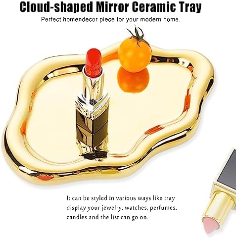 Ceramic Jewelry Dish, Jewelry Tray Trinket Dish, Gold Cloud Trinket Tray - Image 3