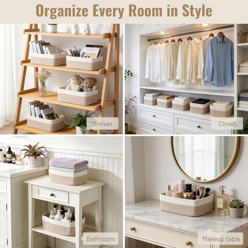 5 Pack Small Woven Storage Baskets for Shelves, Gift Baskets Empty - Image 5