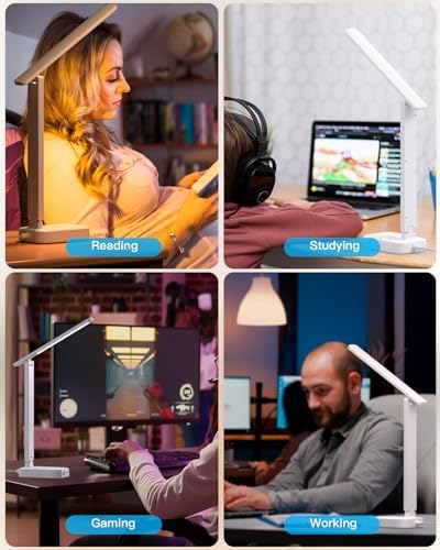 LED Desk Lamp, 10Ft Power Strip with 3 Outlets 4 USB Ports(2 USB C), White - Image 7