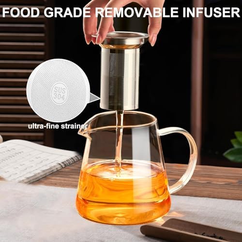 Baalaka Glass Teapot 18.6oz/550ml, Tea Pot with Removable Infusers for Loose Tea, Borosilicate Glass Tea Kettle Tea Maker Stovetop for Camping, Tea Infuser for Loose Leaf Tea Travel - Image 2
