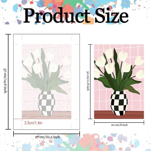 Tucocoo Flowers in Vase 6 Pack DIY Paint by Numbers Kits for Adults Simple Flower Oil Painting Acrylic Paint Number Painting Kits on 8x12 Inch Canvas Without Frame Floral Home Wall Decor - Image 3