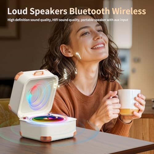 Portable Bluetooth Speaker,Mini Record Player,HD Sound Quality, Mini Bluetooth Speaker, up to 8 Hours of Play Time,TWS Pairing,Suitable for Family Parties, Birthday Gifts，2026 Spring Women's Gifts - Image 6