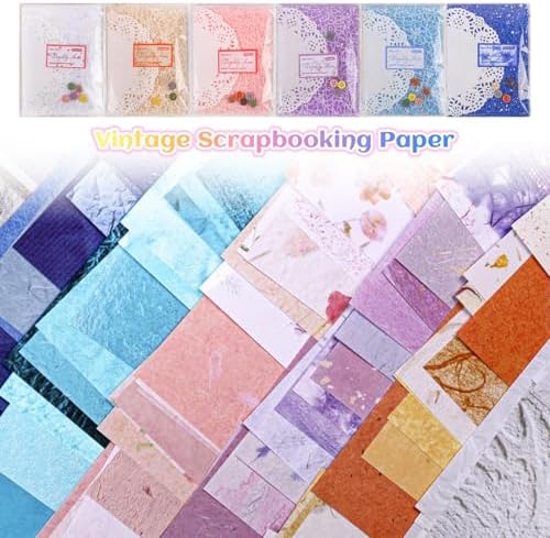 156 Sheets Textured Scrapbook Paper & Mesh Fabric Assorted Set, 30 Buttons - Image 5