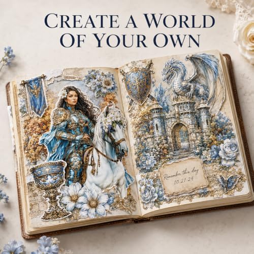 Dwpetzo Medieval Fantasy Sticker Book for Journaling, Collage, A5 Sheets - Image 2