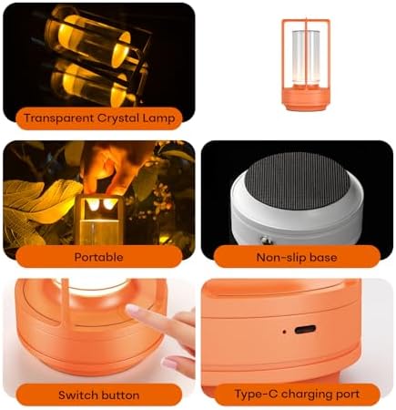 Rechargeable Cordless Small Metal Table Lamp, Stepless Dimming, 3-Color - Image 6