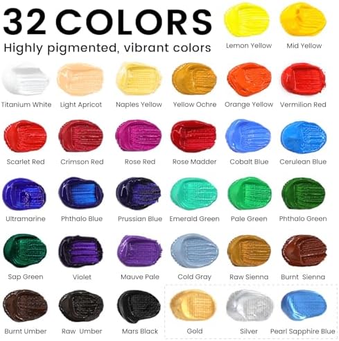 ARTALLY Acrylic Paint Set for Adults & Kids, 62 Pcs Canvas Painting Kits, 32 Colors Acrylic Paint (22ML),Table Easel,Brushes,Canvas, Art Painting Supplies Kit for Students,Artists,Beginners - Image 3