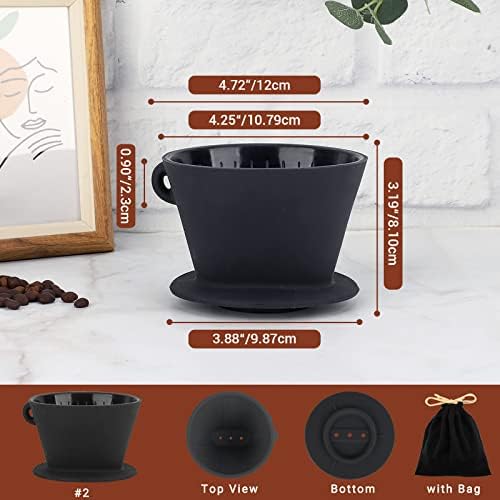 Segarty Silicone Pour Over Coffee Dripper, Black Collapsible Coffee Maker Single Cup with Storage Pouch, Camping Pourover Coffee Slow Brewer for Travel, Backpacking - Image 2