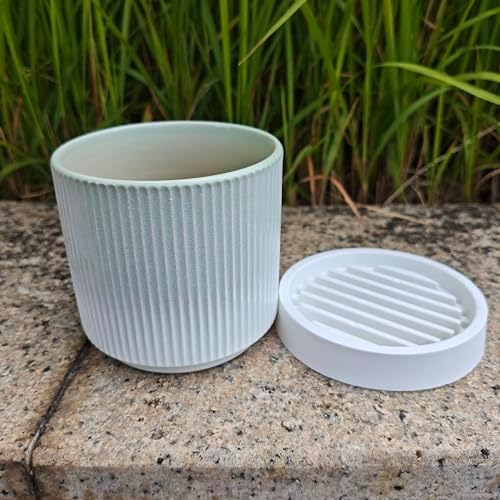 Cuteforyou 3.75 Inch Modern Textured Ceramic Succulent Planter Pot (No Plant Included) – Perfect for Small Plants, Cacti & Desk Decor – Lightweight & Durable，Green - Image 5