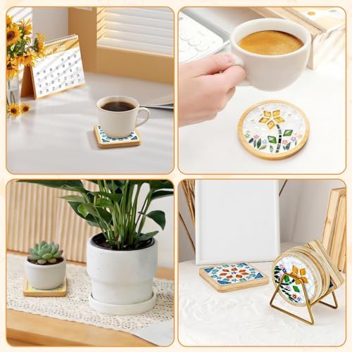 5 Sets DIY Mosaic Kits for Adults Women, Mosaic Tiles Craft Coaster Kit - Image 4