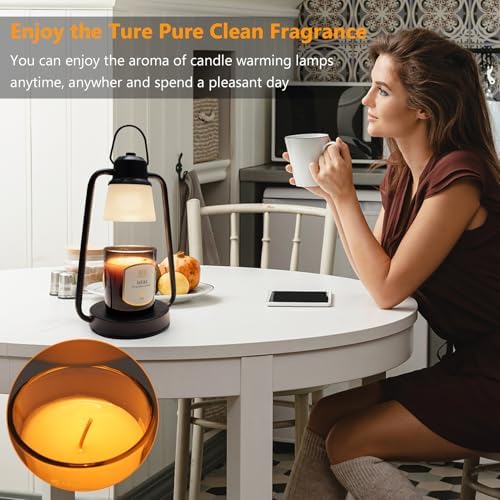 Candle Warmer Lamp with Timer Dimmer - Birthday Gifts for Women, Electric Wax Melt Warmer Lamp for Jar Candles, Vintage Candle Lamp Warmer with 2 Bulbs, House Warming Gifts New Home Decor - Image 6