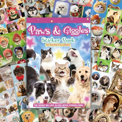 Cat Sticker Book - 1000+ Stickers, 34 Sheets of Cat & Dog Aesthetic Stickers for Scrapbooking, Journaling, Kawaii Planner | Cat Sticker Book with Meme Stickers,Glossy, Matte & Textured Finishes by JUNKJWBZ%7CPeelStickInspir
