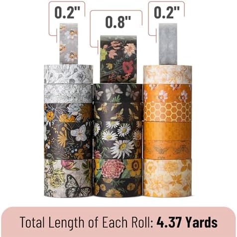 Mr. Pen- Washi Tape Set, 20 Rolls, Assorted Sizes, 4.37 Yards/Roll - Image 4
