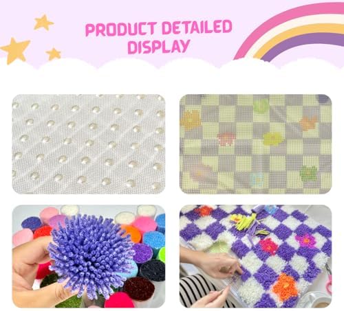MeoobkCraft Sea of ​​Purple Flowers for Latch Hook Kits for Adults Beginners Purple Plaid Flowers Pre-Printed Latch Hook Rug Kits Embroidery Cross-Stitch for Home Home Decoration 20.47 x 14.96in - Image 6