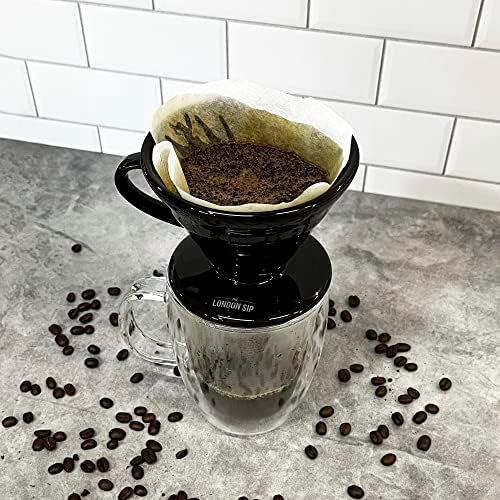 The London Sip Ceramic Coffee Dripper Pour Over Ceramic Coffee Maker, Coffee Slow Brewing Accessories for Home, 1-2 Cup, Black - Image 6