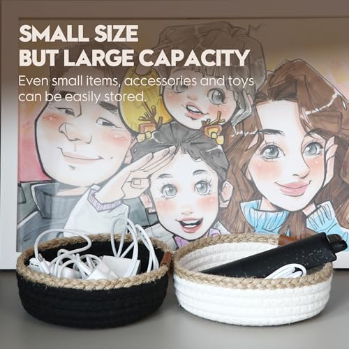 Sea Team 3-Pack Compact Nesting Woven Cotton Rope Storage Baskets, Black - Image 7