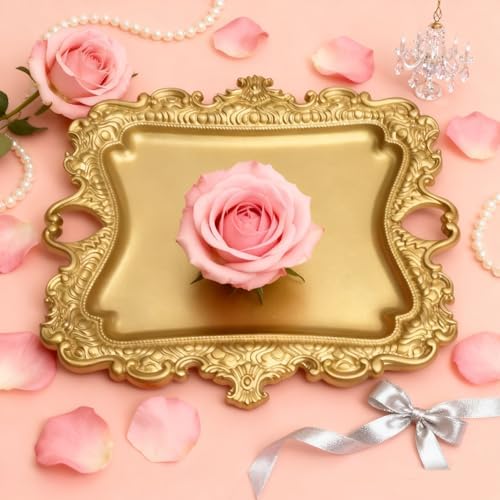 khtumeware 1 Pack Vintage Gold Jewelry Dish Brushed Gold Jewelry Trays ideal for holding jewelry rings and small trinkets. - Image 4