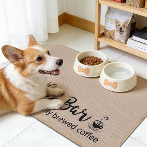 Findosom Dish Drying Mat, 18" x 24" Super Absorbent & Hide Stain Coffee Mat, Cuttable Drying Mat for Kitchen Counter, Coffee Bar Accessories, Under Dish Rack, Coffee Maker, Espresso Machine, Linen - Image 3