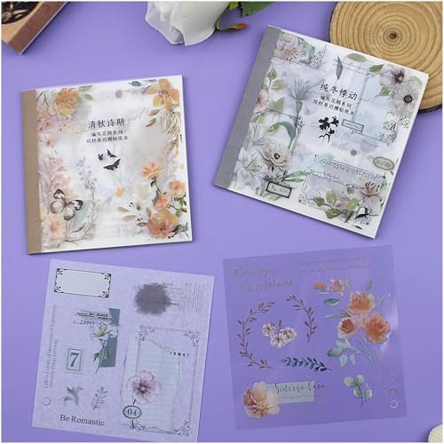 40 Sheets Sticker Book for Adults Journaling, Washi and PET Materials, Ephemera Aesthetic Stickers for Junk Journals, Bujo, Planners (Autumn & Winter) by Dwpetzo