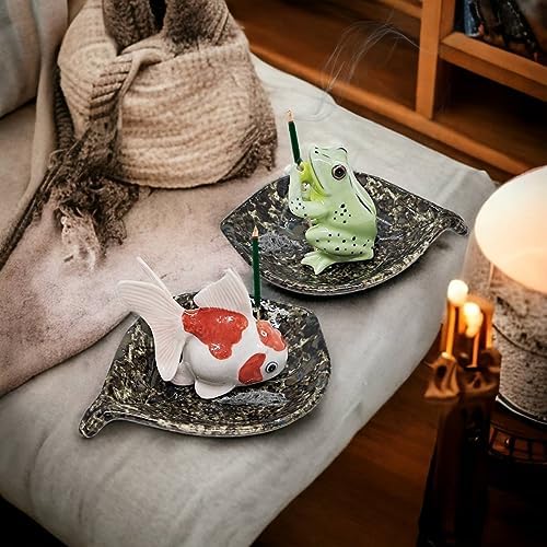 Tiny 4" Dark Grey Leaf Shaped Tray - Handmade Ceramic Porcelain Decorative Plate Dish Catchall Miniature Container for Jewelry Personal Items Incense Holders Trays Décor Gifts - Image 4