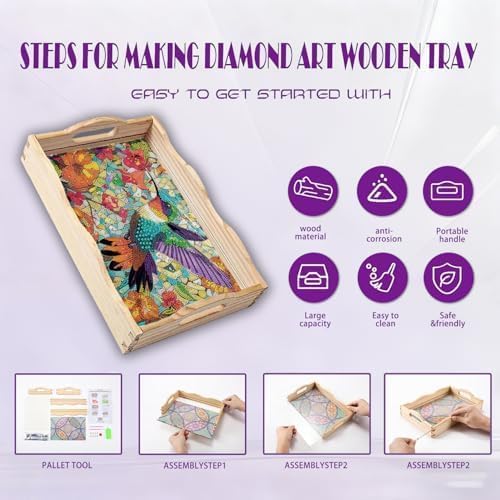 EWJRNSF Hummingbird Diamond Art Tray for Adults Gift Home Decor 9.8×13.8 in - Image 3
