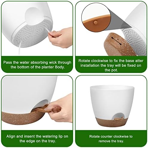 QRRICA 12/10/9 Inch Self Watering Pots for Indoor/Outdoor Plants - Image 2