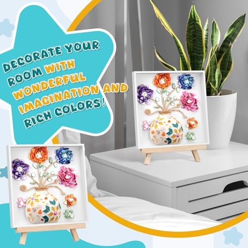 Fuyoooo DIY Vase Mosaic Painting Kit, 7.87 x 7.87 x 0.79 Inches DIY Arts and Craft Kits with Vase Flower Mosaic Painting Accessories, Handmade Sticker Gem Art Kit Gift Christmas Room Decor - Image 6